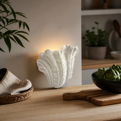 Wabi-Sabi Shell Wall Sconce - Vintage Gypsum LED Wall Light for Bedside & Staircase
