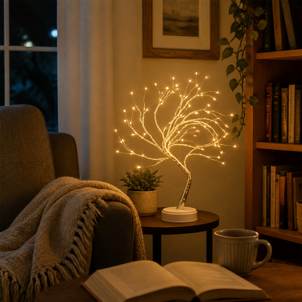 Copper Night Light - Copper Finish LED Table Lamp for Nursery, Hallway & Bedside