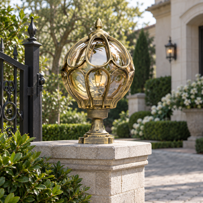 Nordic Vintage Globe Post Cap Light - Outdoor Pillar Lamp