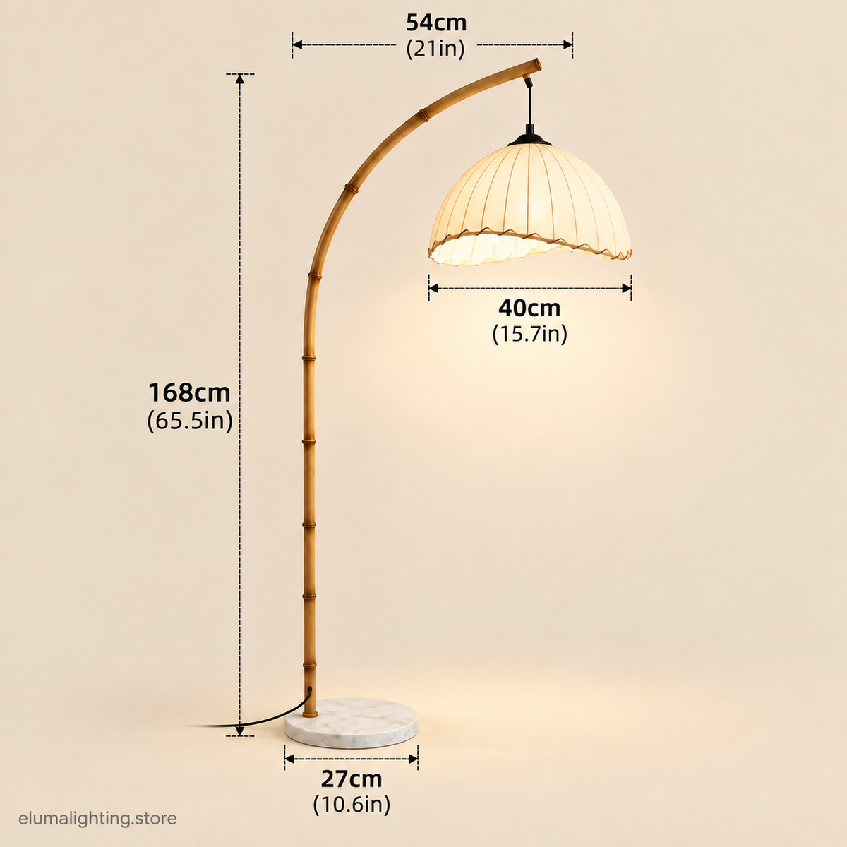 American Vintage Floor Lamp - Pleated Fabric Shade Standing Lamp with 100-240V US Plug for Living Rooms, Studies and Bedroom Reading Corners
