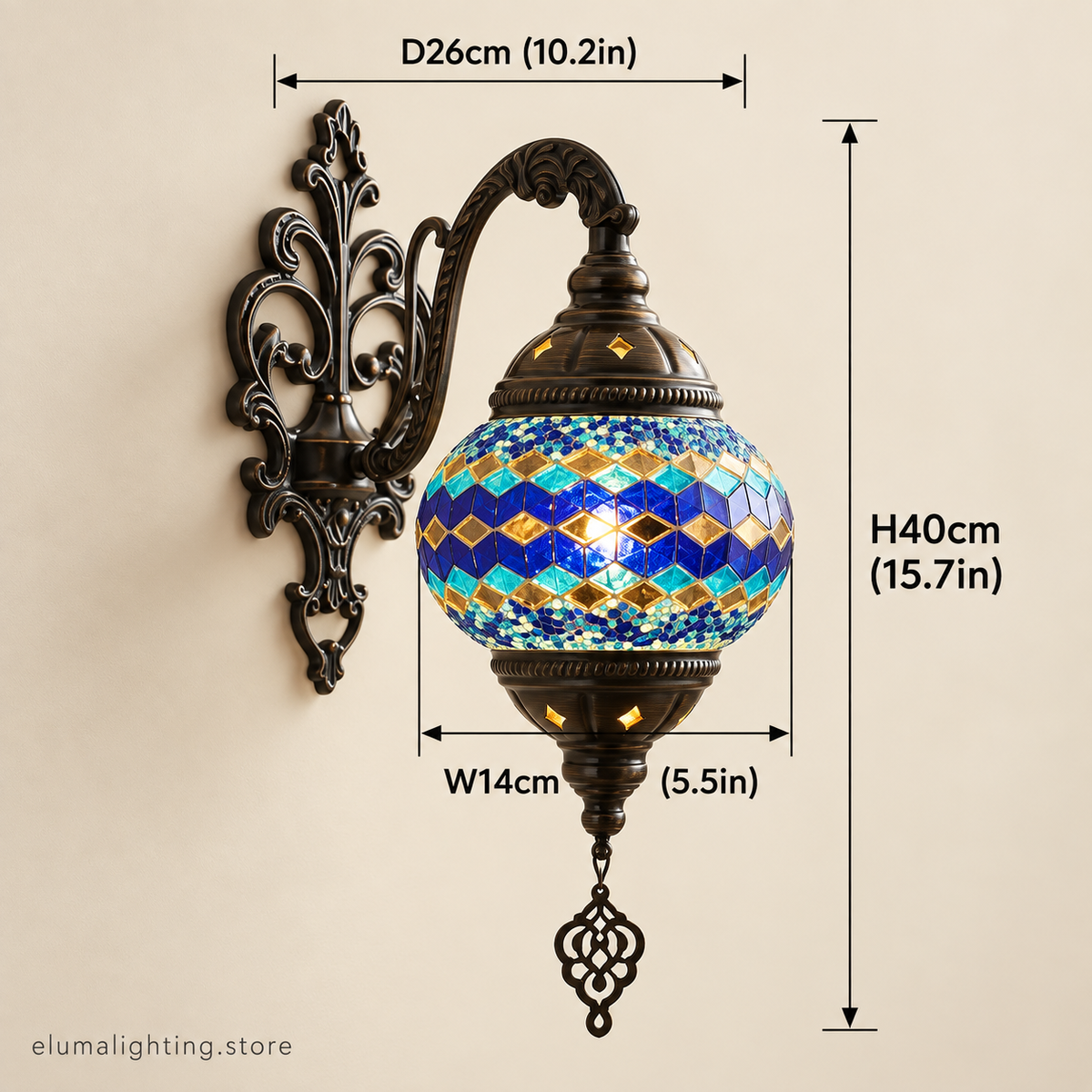 Art Deco Mediterranean Wall Lamp - Mosaic and Glass Sconce in Eight Patterned Styles for Hallway, Headboard and Staircase Lighting