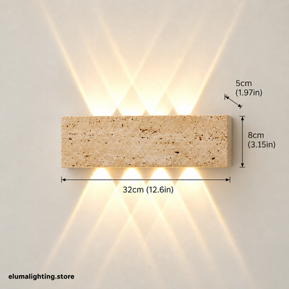 Wabi Sabi Stone Wall Lamp - 32cm IP65 LED Garden & Bedside Sconce in Warm White