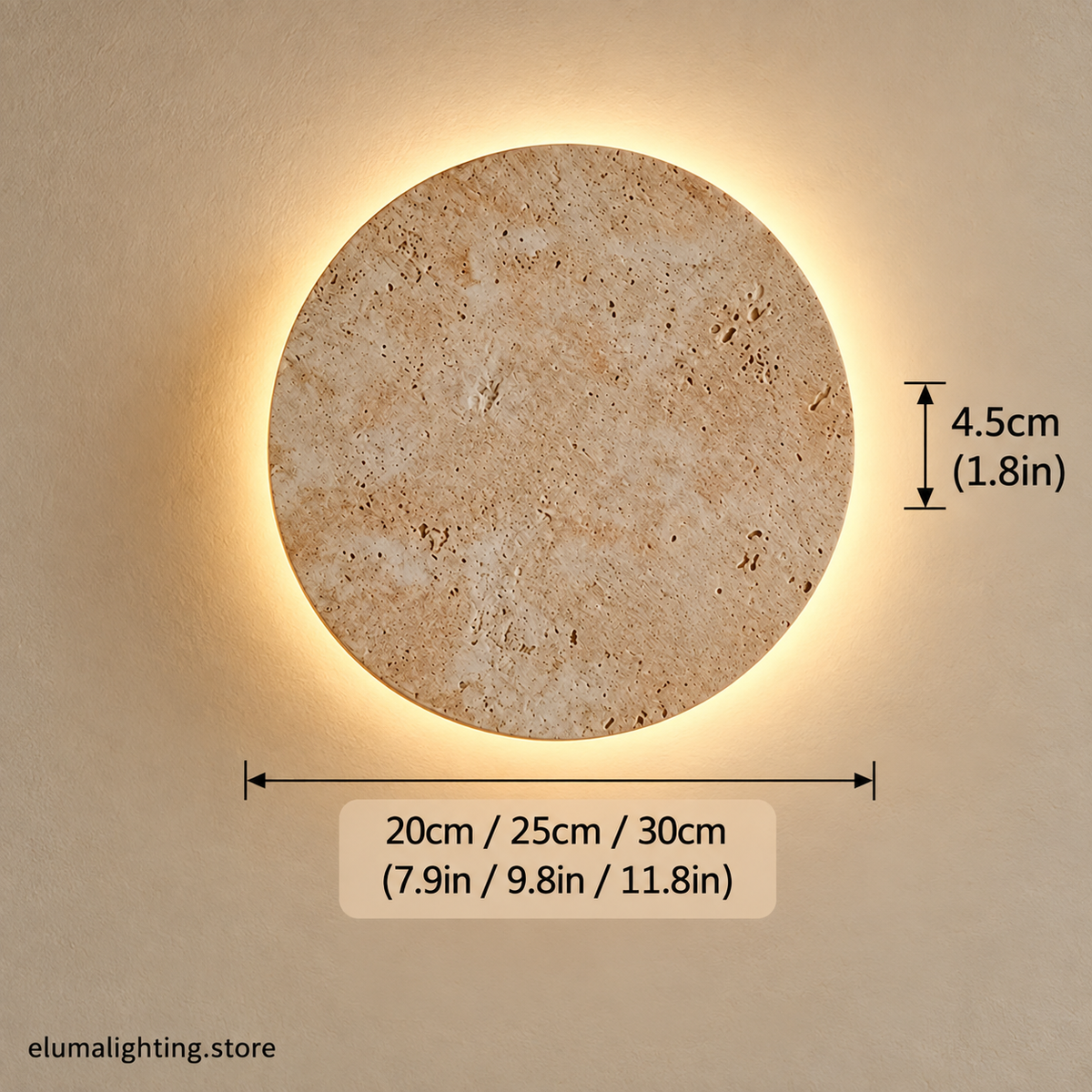 Wabi Sabi Cave Stone LED Wall Sconce - Beige 20 to 30cm Bedside Light for Living Room