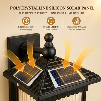 Traditional Solar Lantern Wall Light - Coffee Finish Aluminum and Acrylic Solar Sconce with Warm LED Glow for Patio, Porch and Entryways