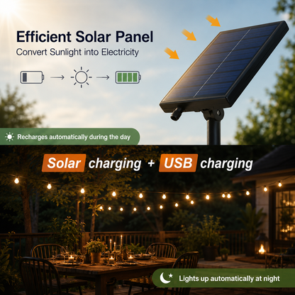 Solar Globe String Lights - Waterproof LED Bulb Lights for Patio, Backyard & Courtyard