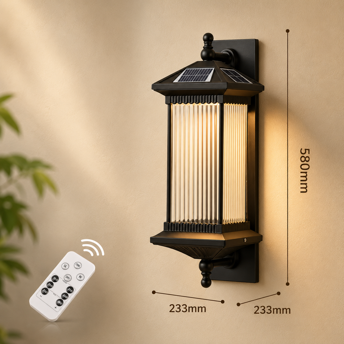 Traditional Solar Lantern Wall Light - Coffee Finish Aluminum and Acrylic Solar Sconce with Warm LED Glow for Patio, Porch and Entryways
