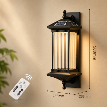 Traditional Solar Lantern Wall Light - Coffee Finish Aluminum and Acrylic Solar Sconce with Warm LED Glow for Patio, Porch and Entryways