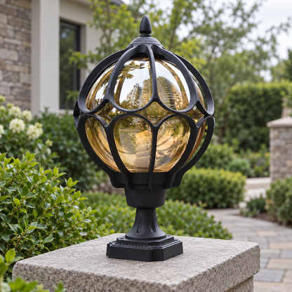 Nordic Vintage Globe Post Cap Light - Outdoor Pillar Lamp